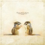 シマリスの絵　赤ちゃんシマリスのイラスト　エゾシマリス　 Chipmunk illust