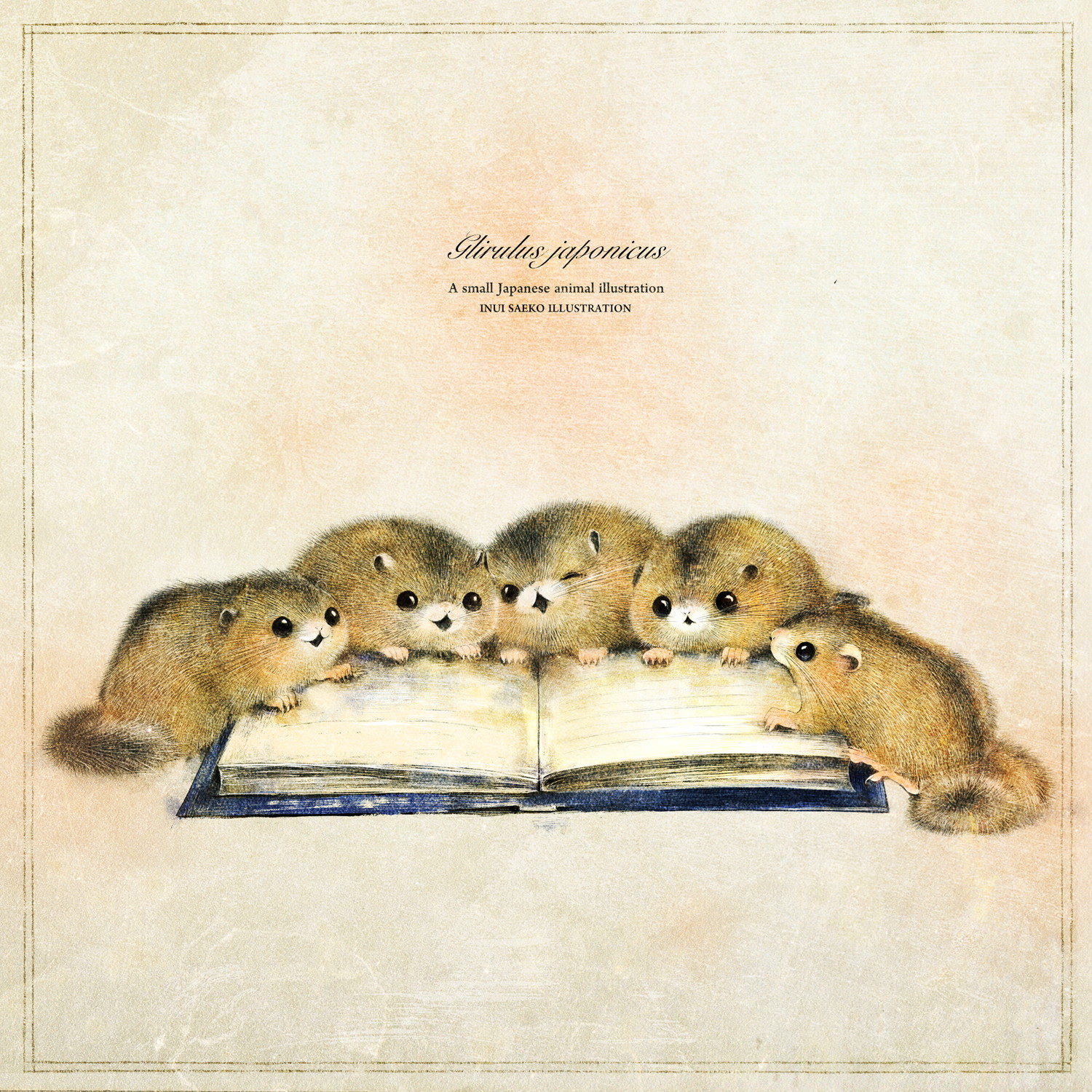 ニホンヤマネ　ヤマネのイラスト・画像　ヤマネと本　dormouse illust　 book