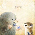 コウベモグラとシマリス　鉱石のイラスト　mole&Chipmunk
