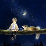 エゾシマリス　月夜のイラスト