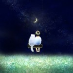 ホンドオコジョ　月の絵　夜のイラスト　ermine illust